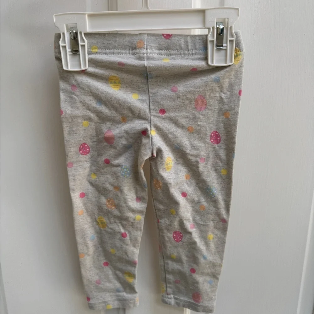 NWOT Carter's 3T Girls Gray Polka Dot Easter Egg Stretchy Leggings Pants